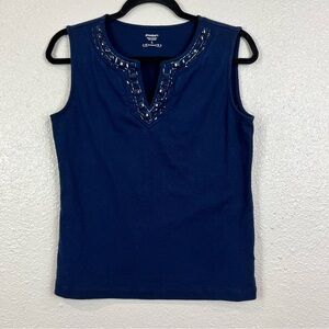 5 for $30 ‎ Women Large Blouse Sleeveless Embellished Navy Blue